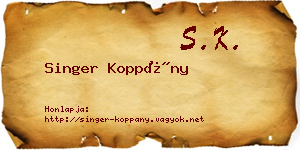 Singer Koppány névjegykártya